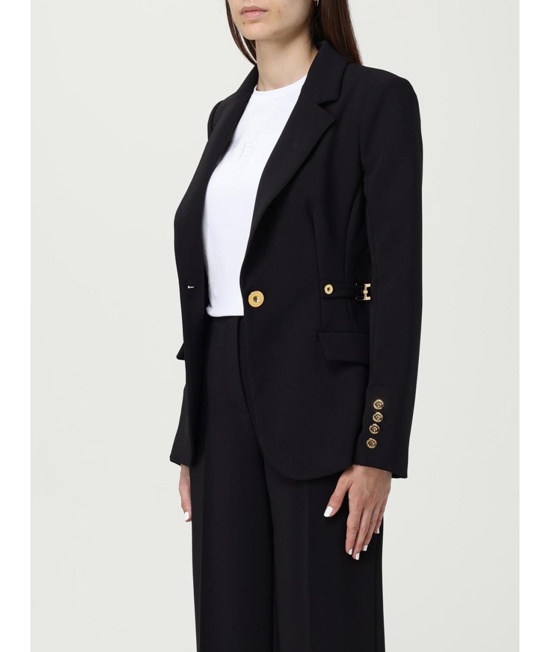 ELISABETTA FRANCHI Черный полиэстеровый жакет/пиджак, фото 5