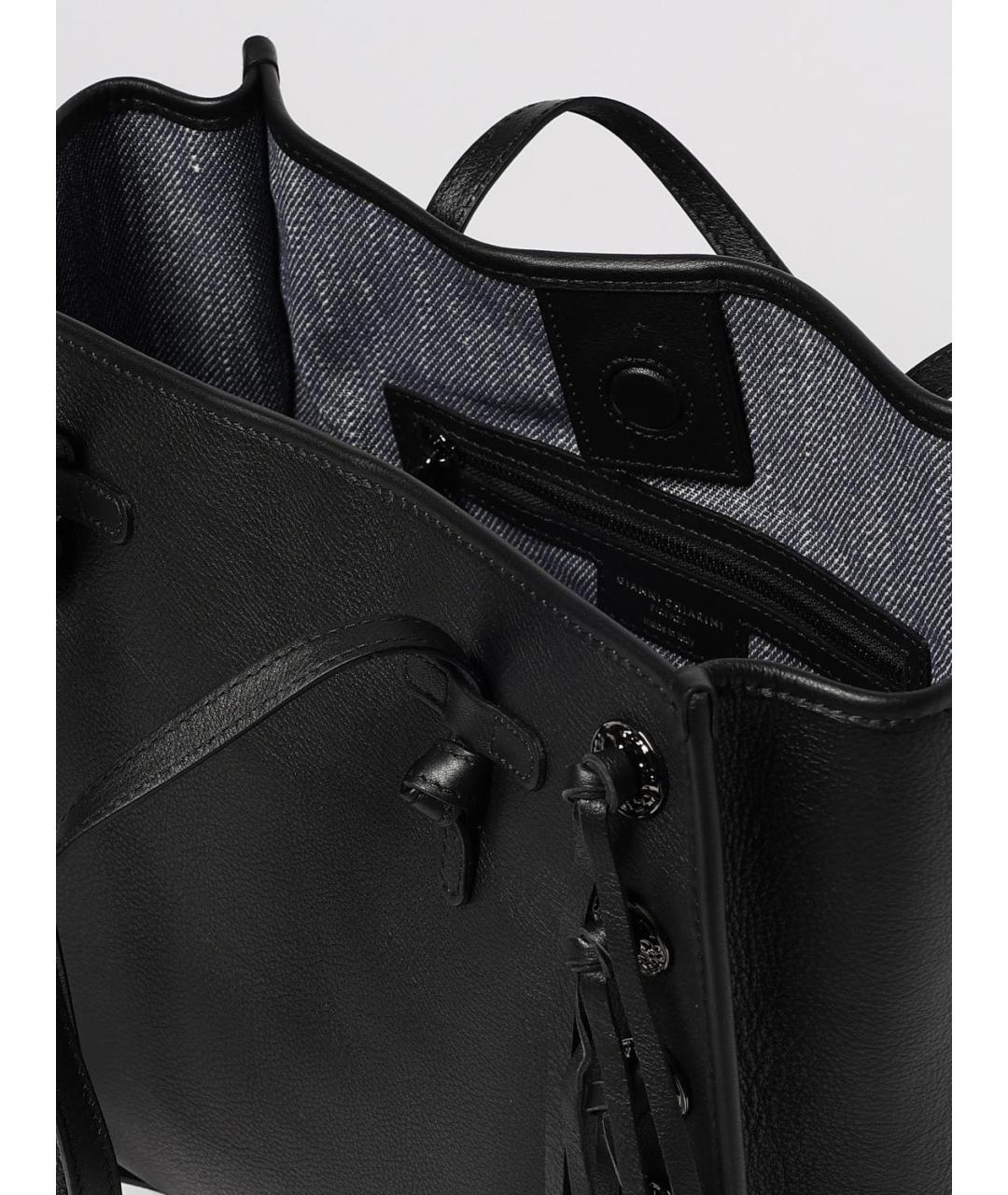 Gianni Chiarini Черная кожаная сумка тоут, фото 3