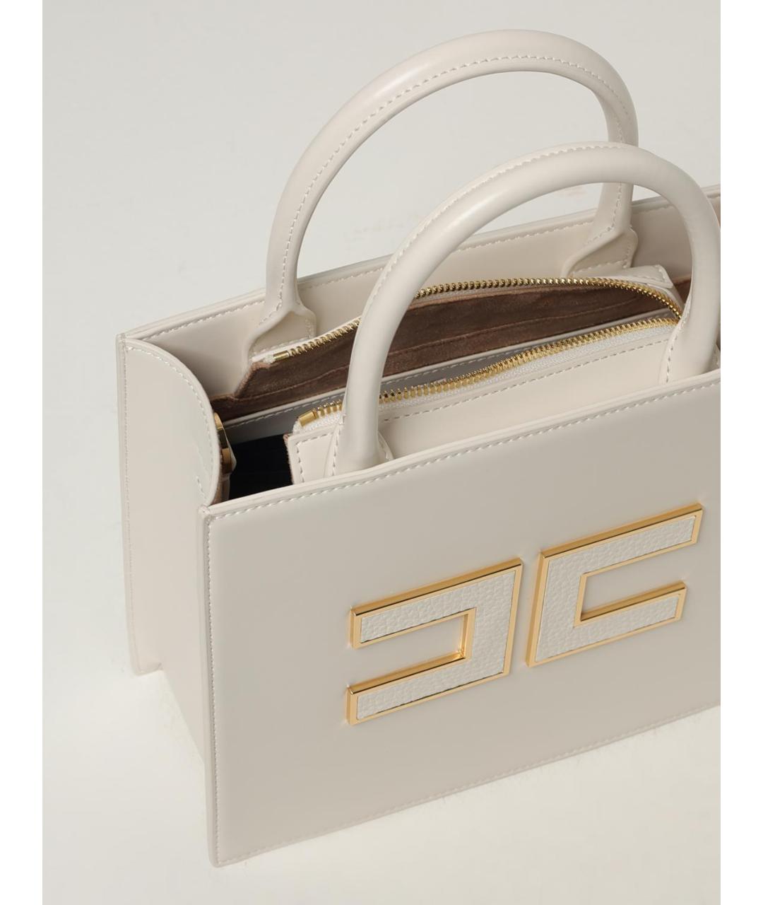 ELISABETTA FRANCHI Белая сумка с короткими ручками из искусственной кожи, фото 3