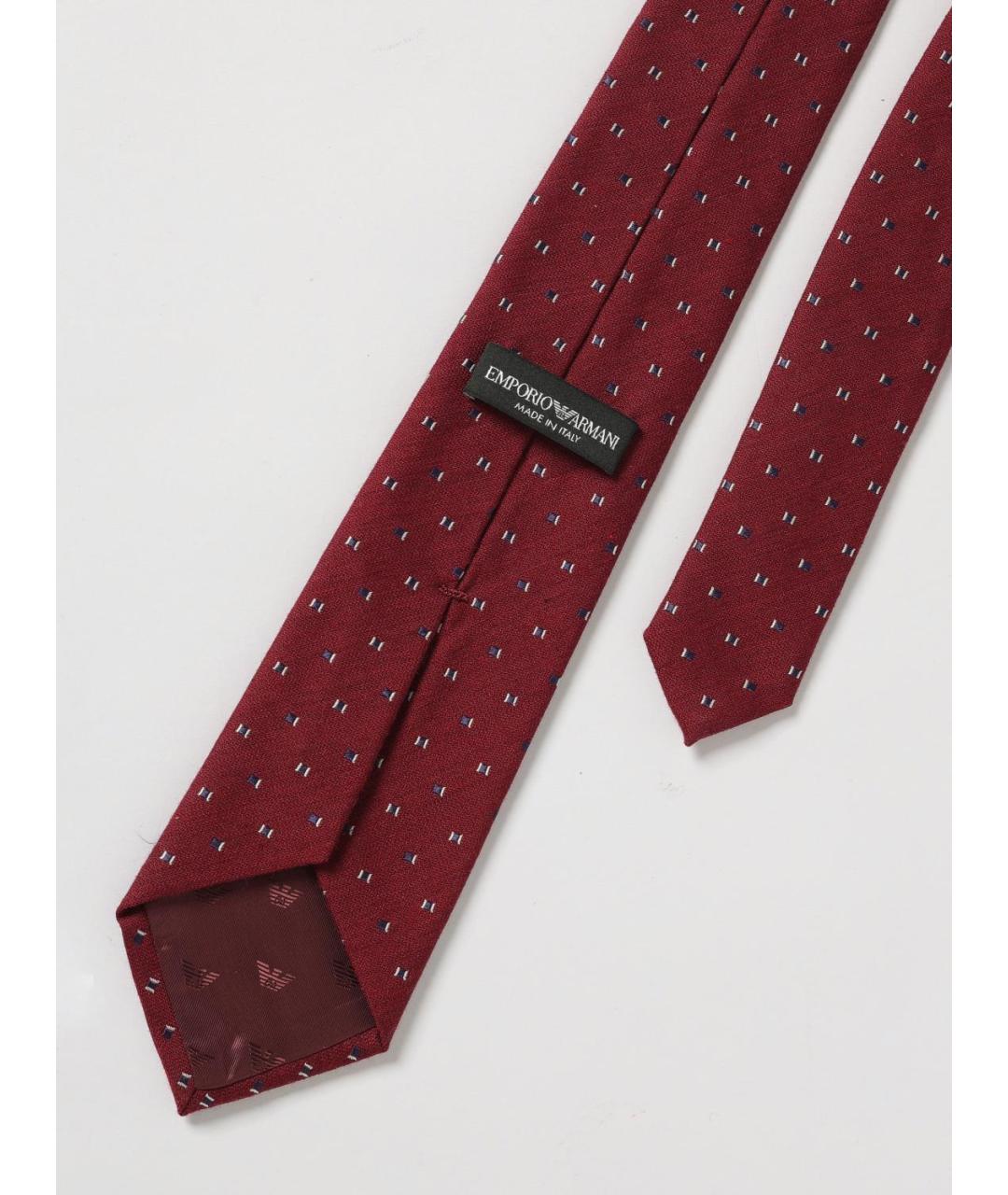 EMPORIO ARMANI Бордовый шерстяной галстук, фото 2