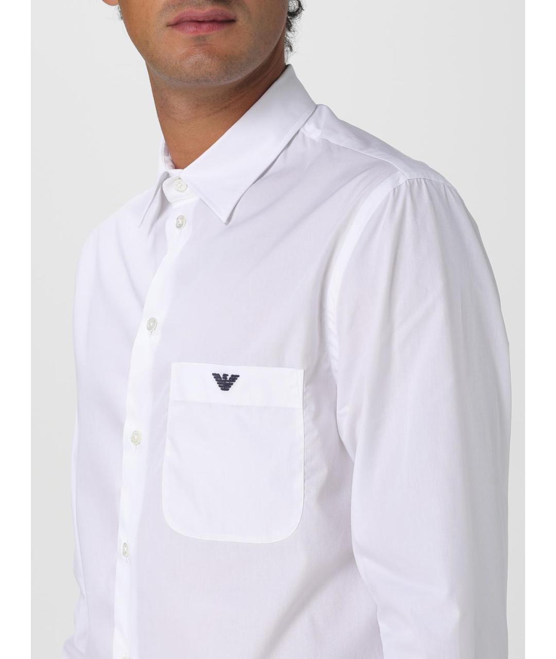 EMPORIO ARMANI Белая хлопковая кэжуал рубашка, фото 3