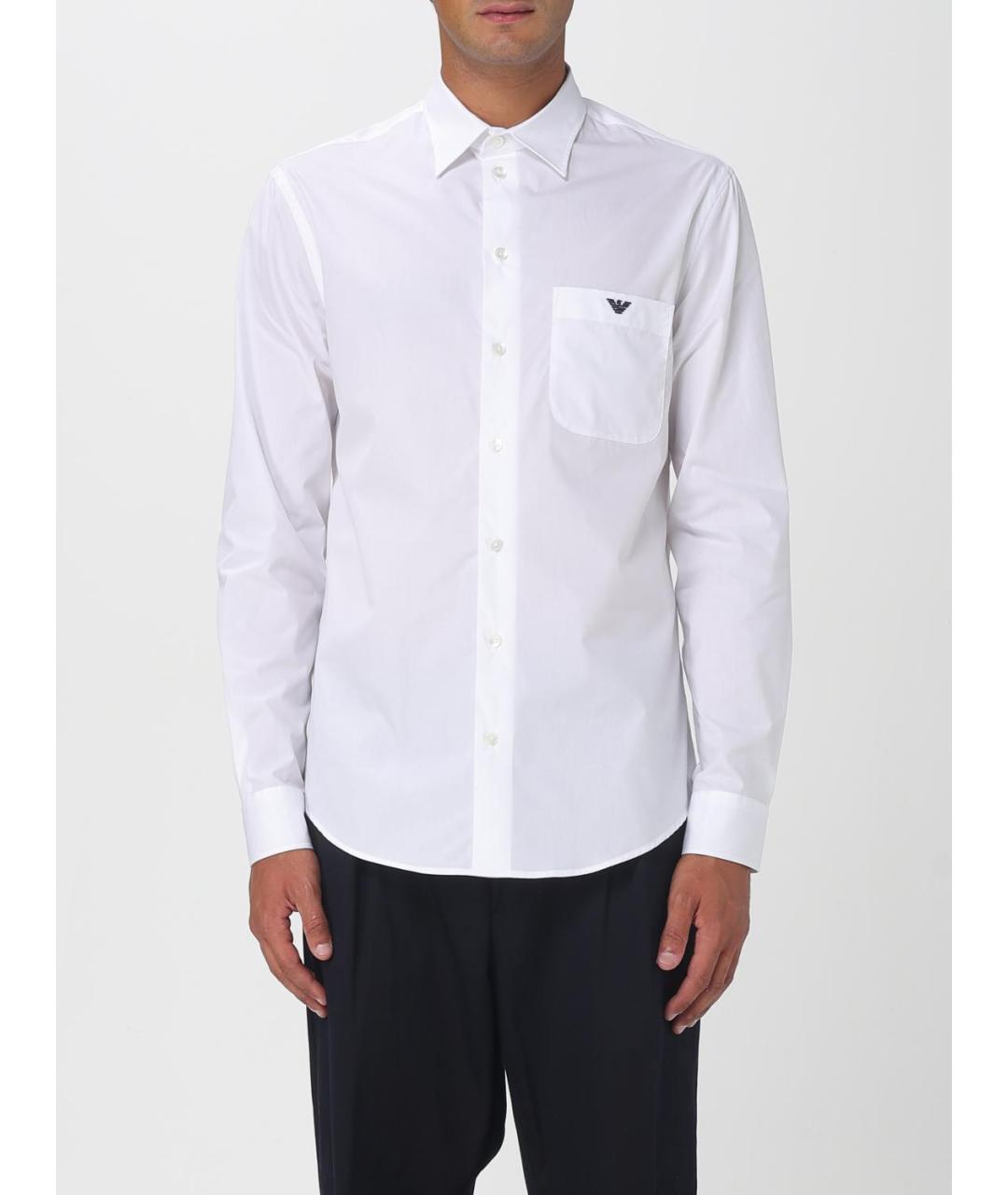 EMPORIO ARMANI Белая хлопковая кэжуал рубашка, фото 4