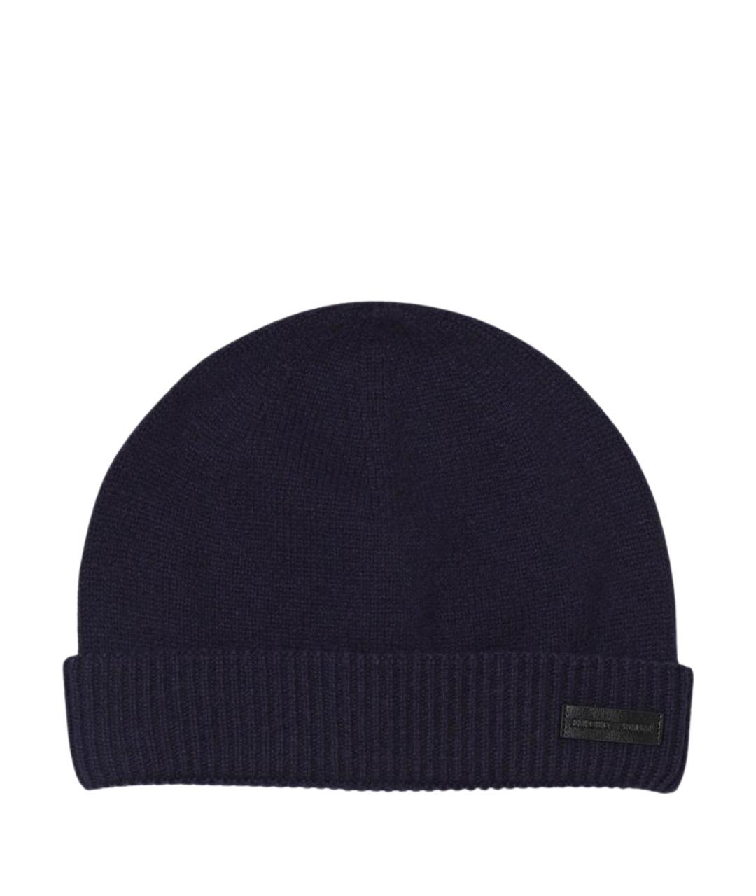 EMPORIO ARMANI Синяя кашемировая шапка, фото 1