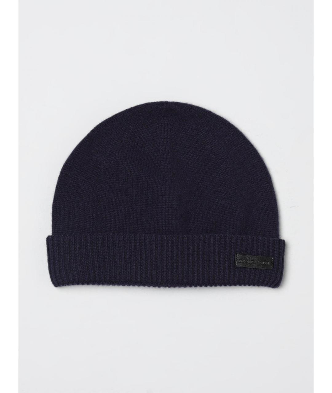EMPORIO ARMANI Синяя кашемировая шапка, фото 3