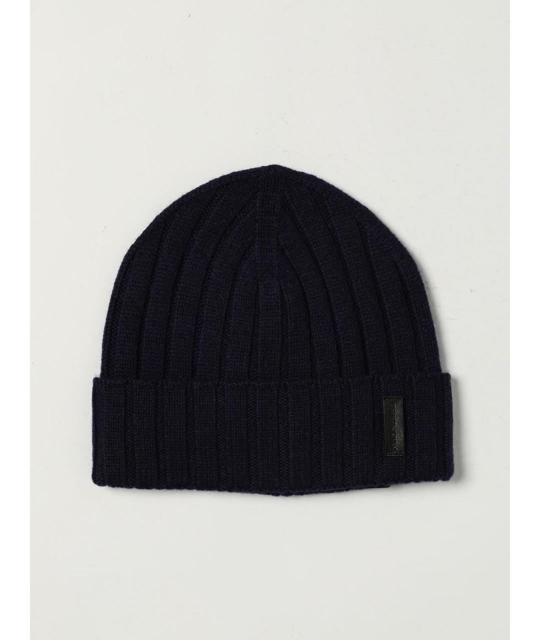 EMPORIO ARMANI Темно-синяя шерстяная шапка, фото 3