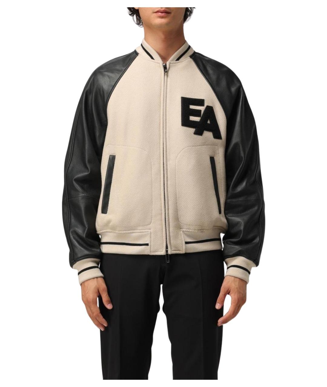 EMPORIO ARMANI Бежевая кожаная куртка, фото 1