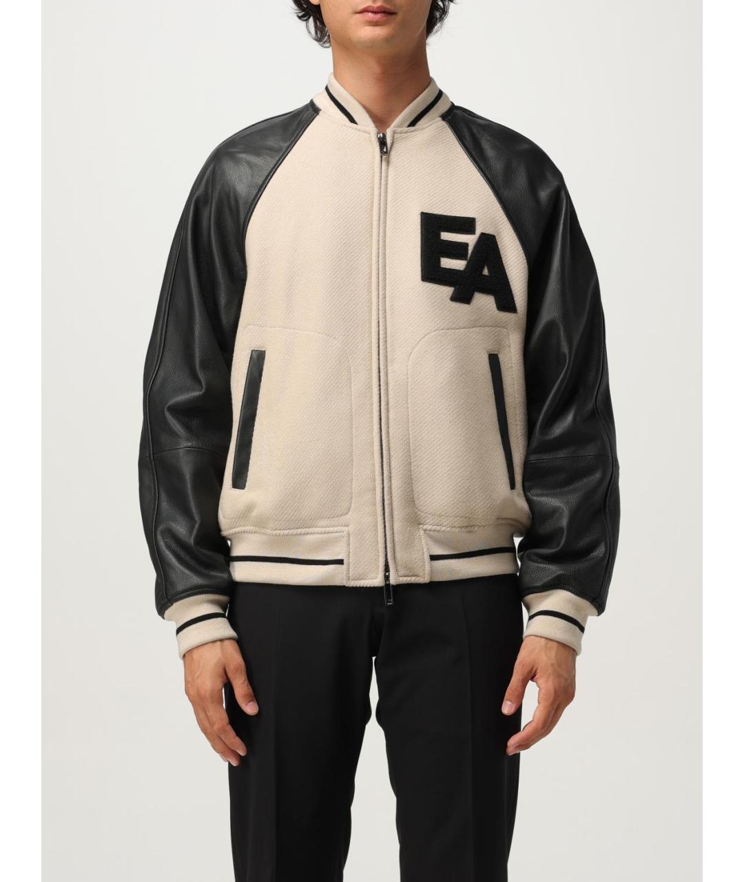 EMPORIO ARMANI Бежевая кожаная куртка, фото 5