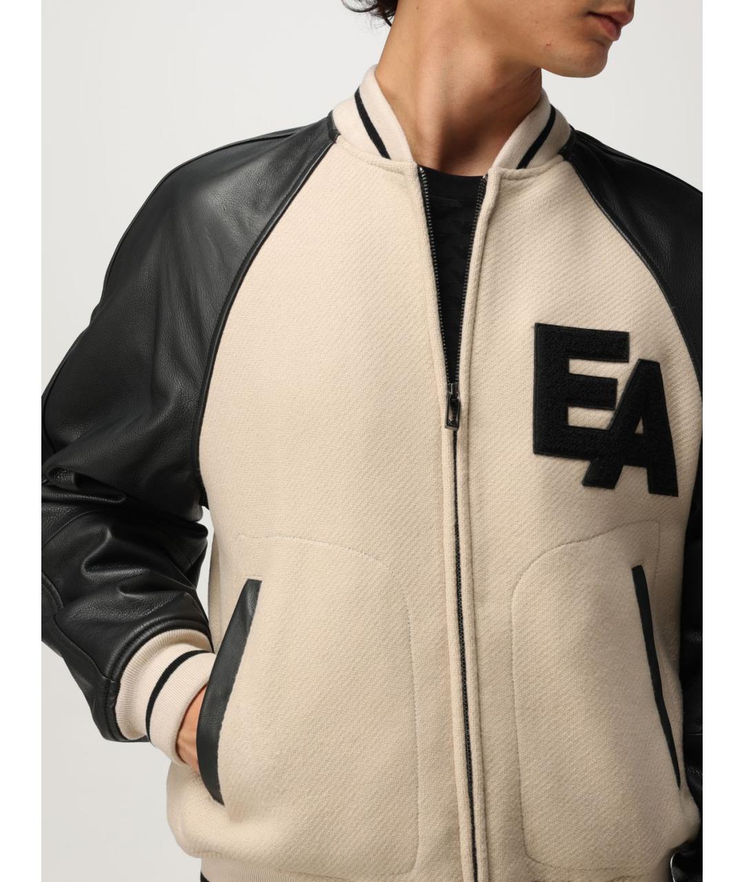 EMPORIO ARMANI Бежевая кожаная куртка, фото 4