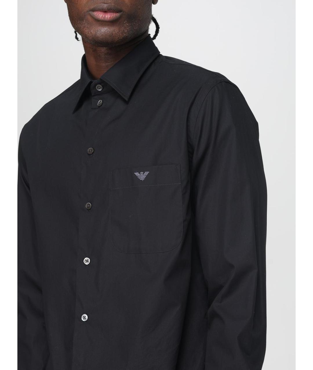 EMPORIO ARMANI Черная хлопковая кэжуал рубашка, фото 3