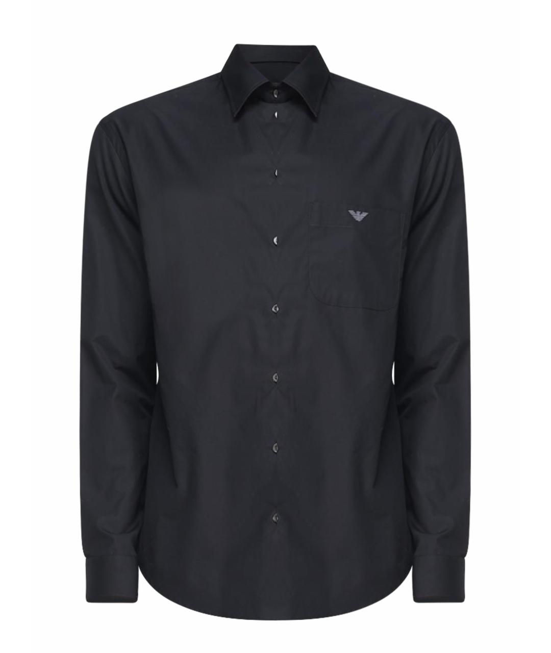 EMPORIO ARMANI Черная хлопковая кэжуал рубашка, фото 1