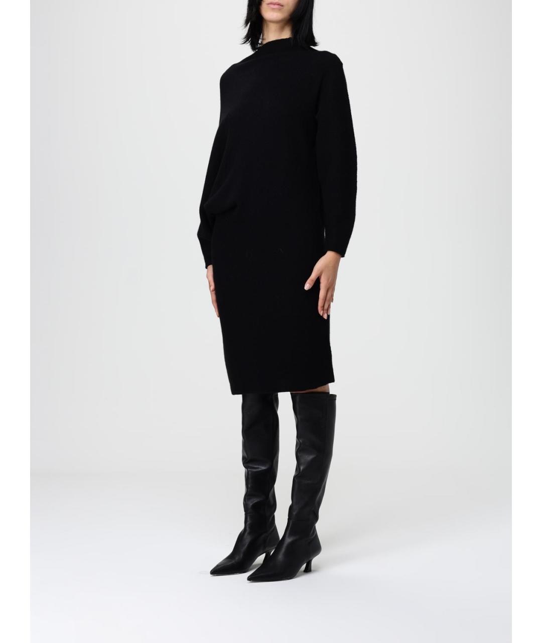 AGNONA Черное кашемировое повседневное платье, фото 3