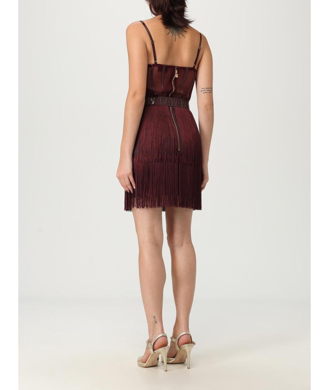 ELISABETTA FRANCHI Бордовое полиэстеровое коктейльное платье, фото 2