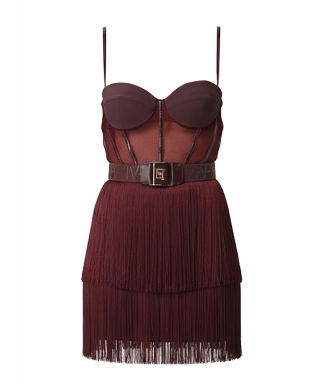 ELISABETTA FRANCHI Бордовое полиэстеровое коктейльное платье, фото 1