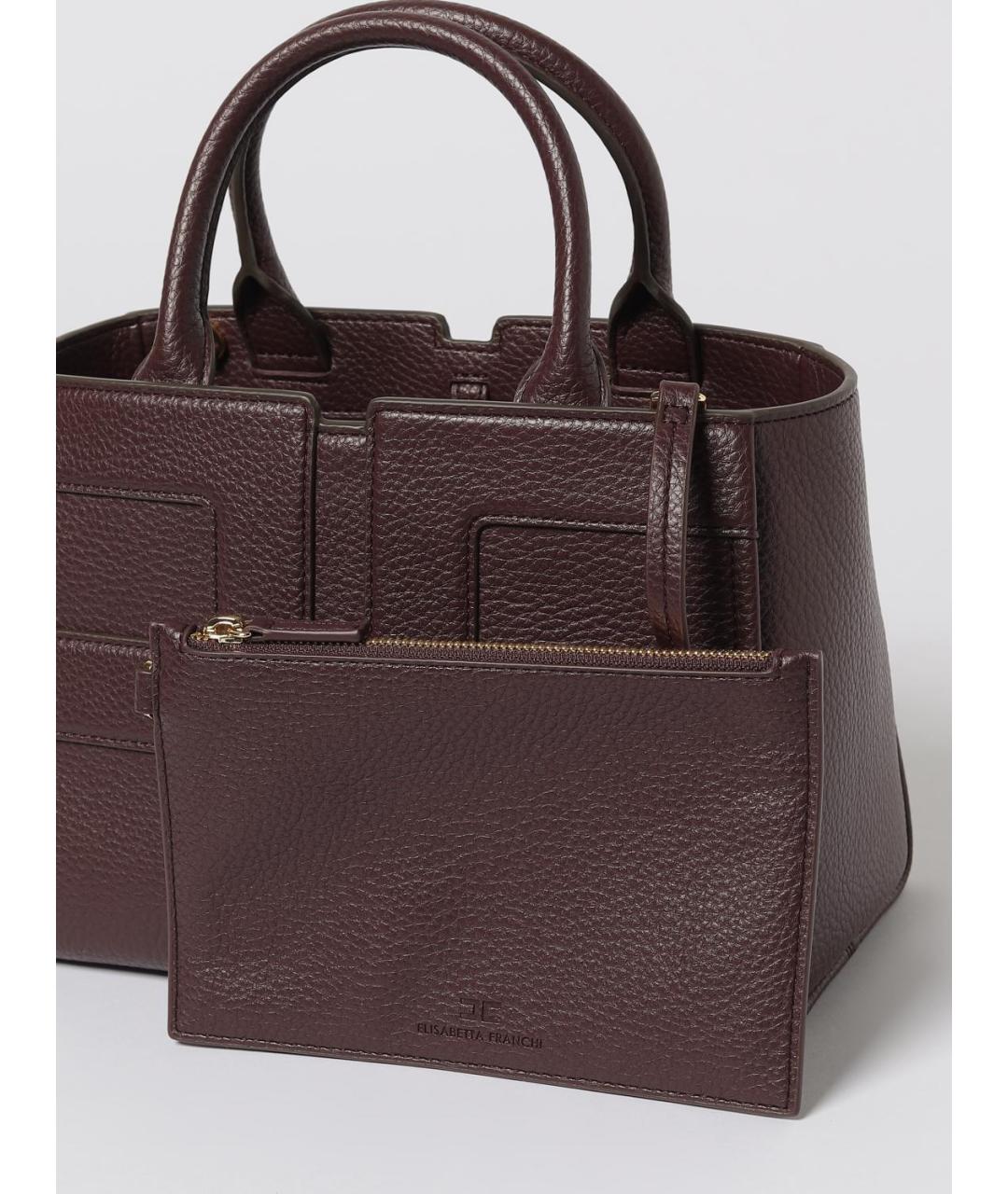 ELISABETTA FRANCHI Бордовая сумка с короткими ручками из искусственной кожи, фото 3