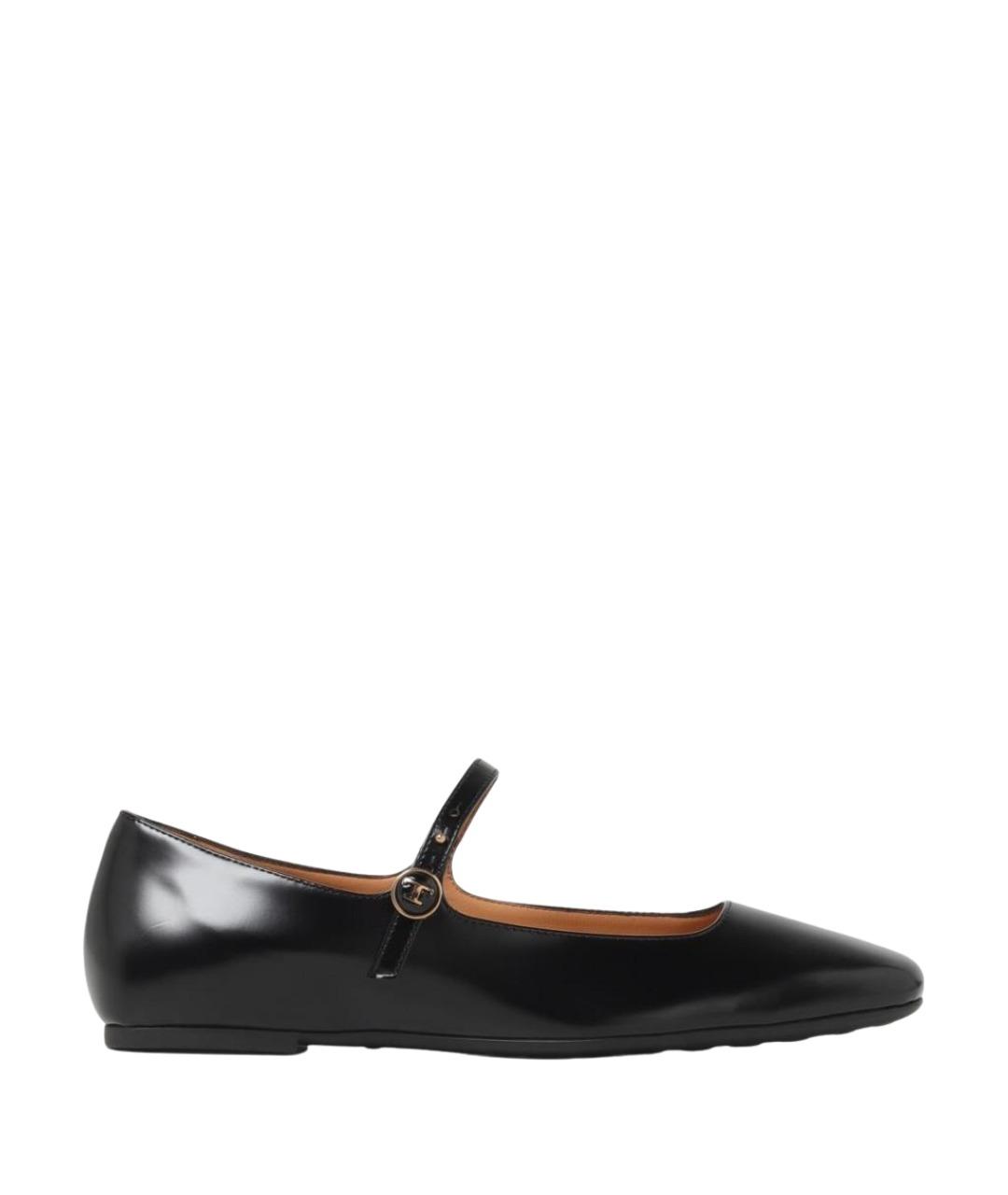 TOD'S Черные кожаные балетки, фото 1