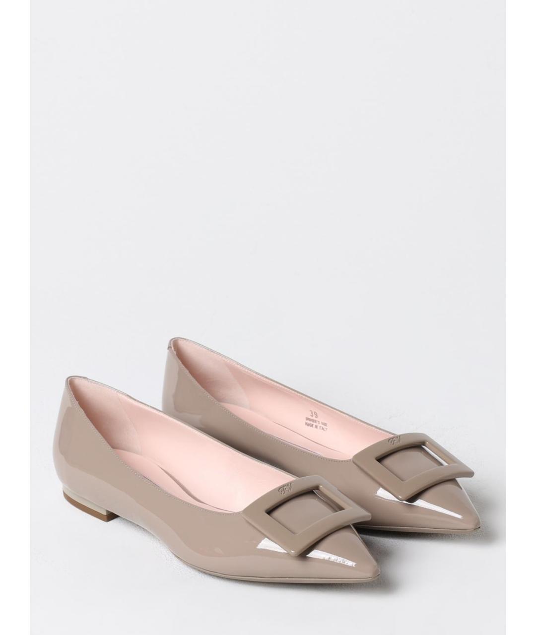 ROGER VIVIER Серые балетки из лакированной кожи, фото 2