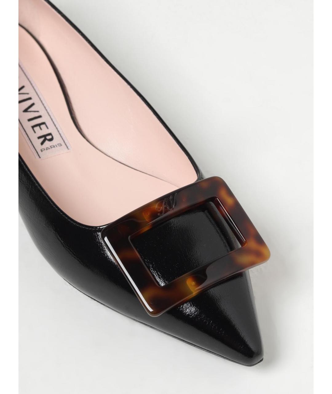 ROGER VIVIER Черные кожаные балетки, фото 4