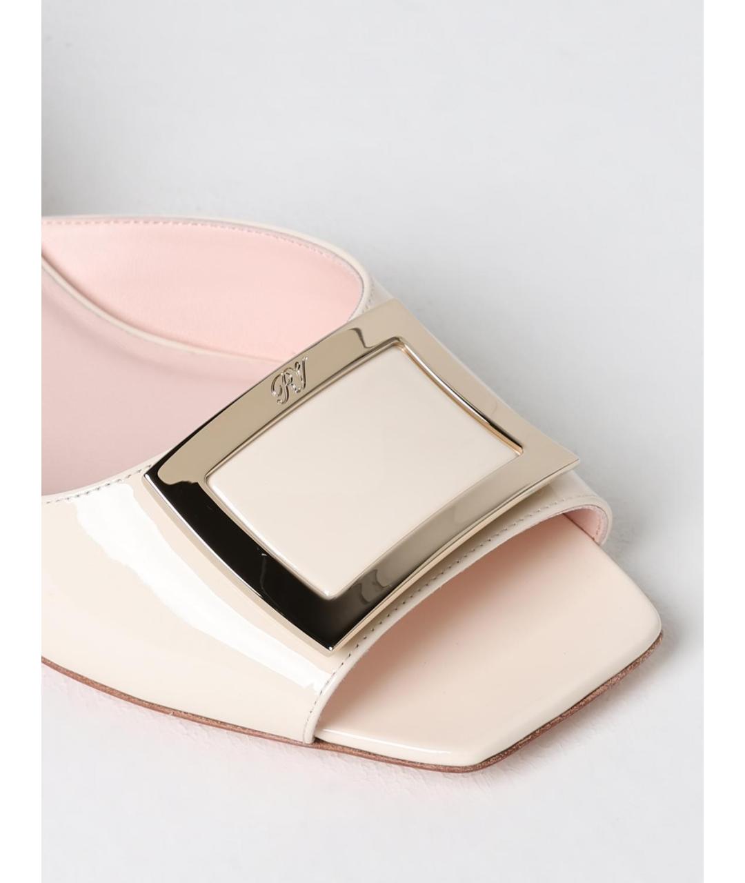 ROGER VIVIER Бежевые кожаные босоножки, фото 4