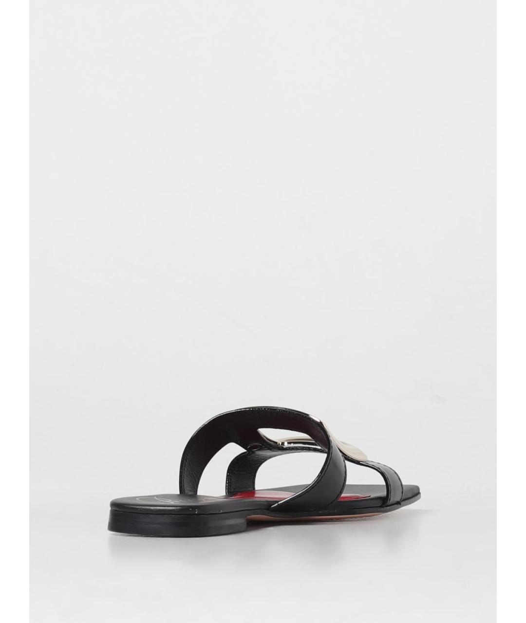 ROGER VIVIER Черные кожаные шлепанцы, фото 3