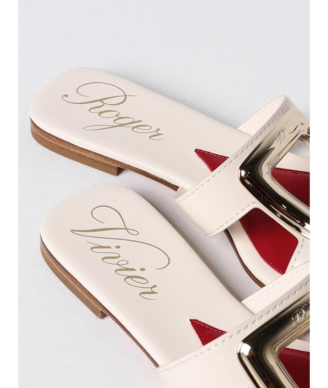 ROGER VIVIER Белые кожаные сандалии, фото 4