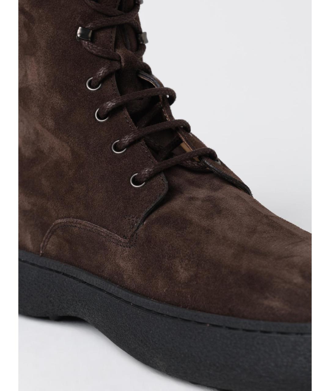 TOD'S Коричневые кожаные высокие ботинки, фото 4