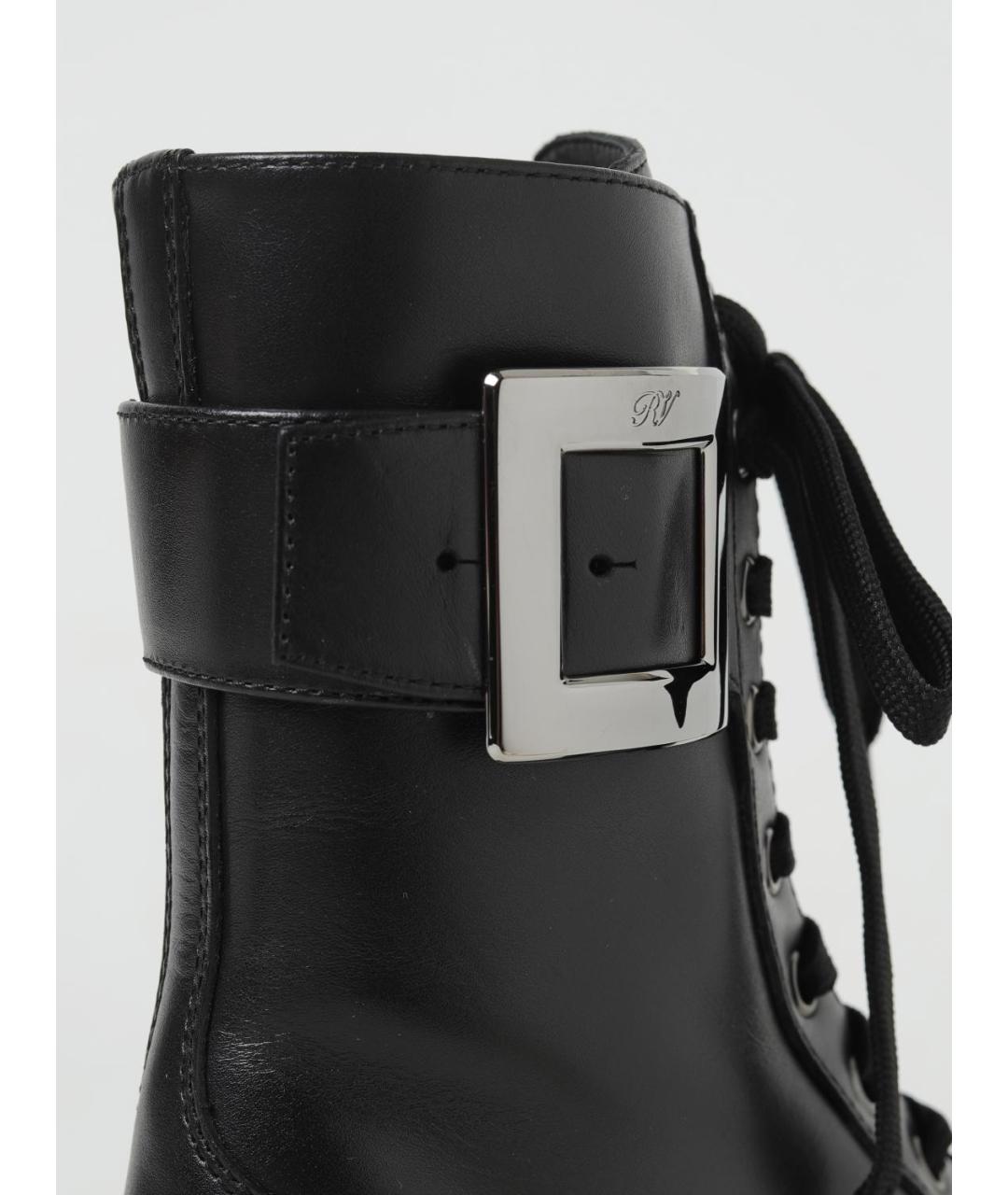 ROGER VIVIER Черные кожаные ботинки, фото 4