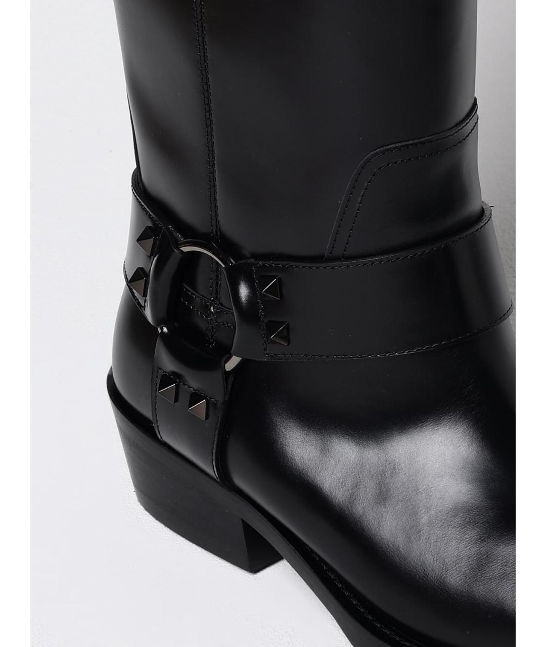 VALENTINO Черные кожаные сапоги, фото 4