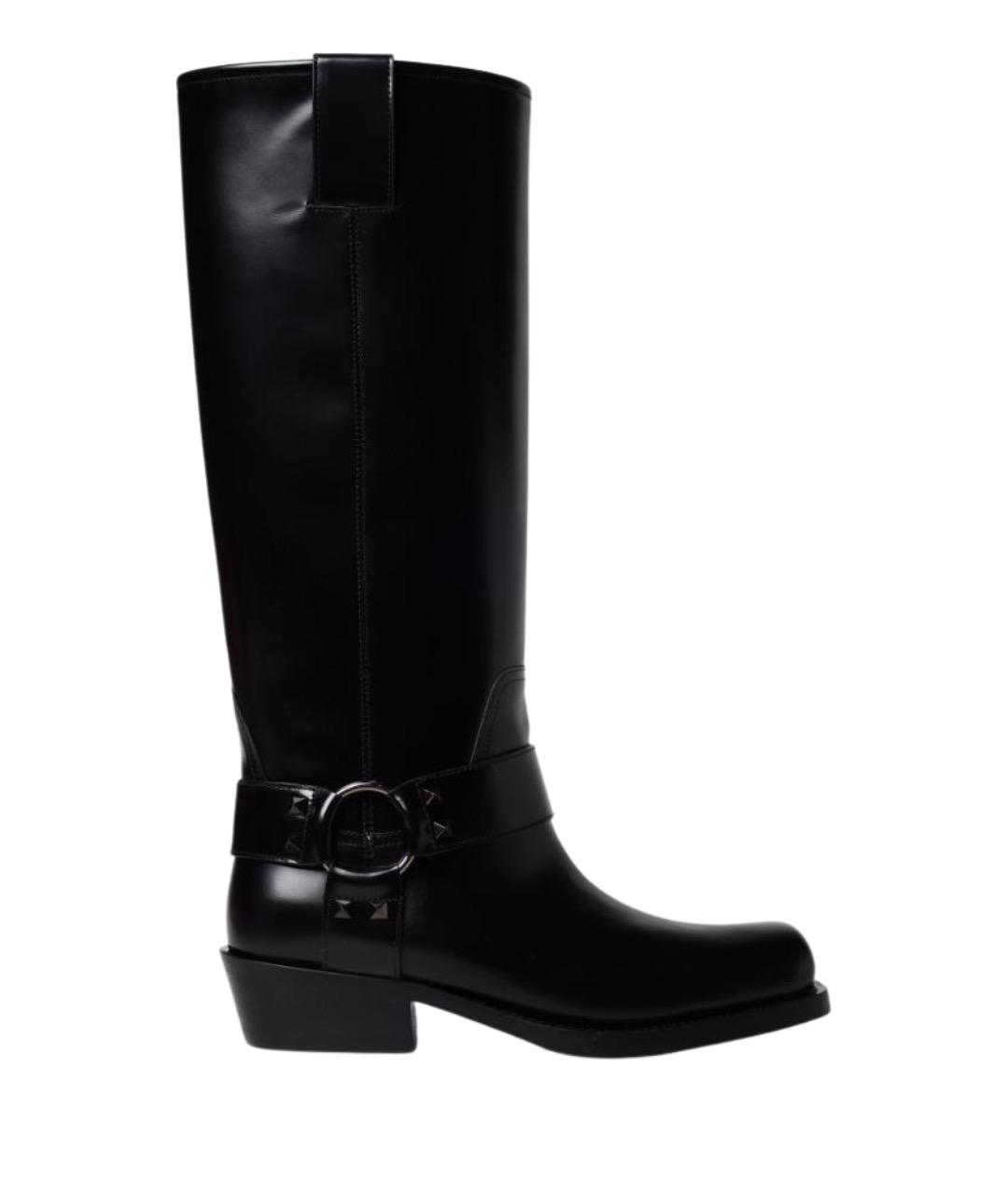 VALENTINO Черные кожаные сапоги, фото 1