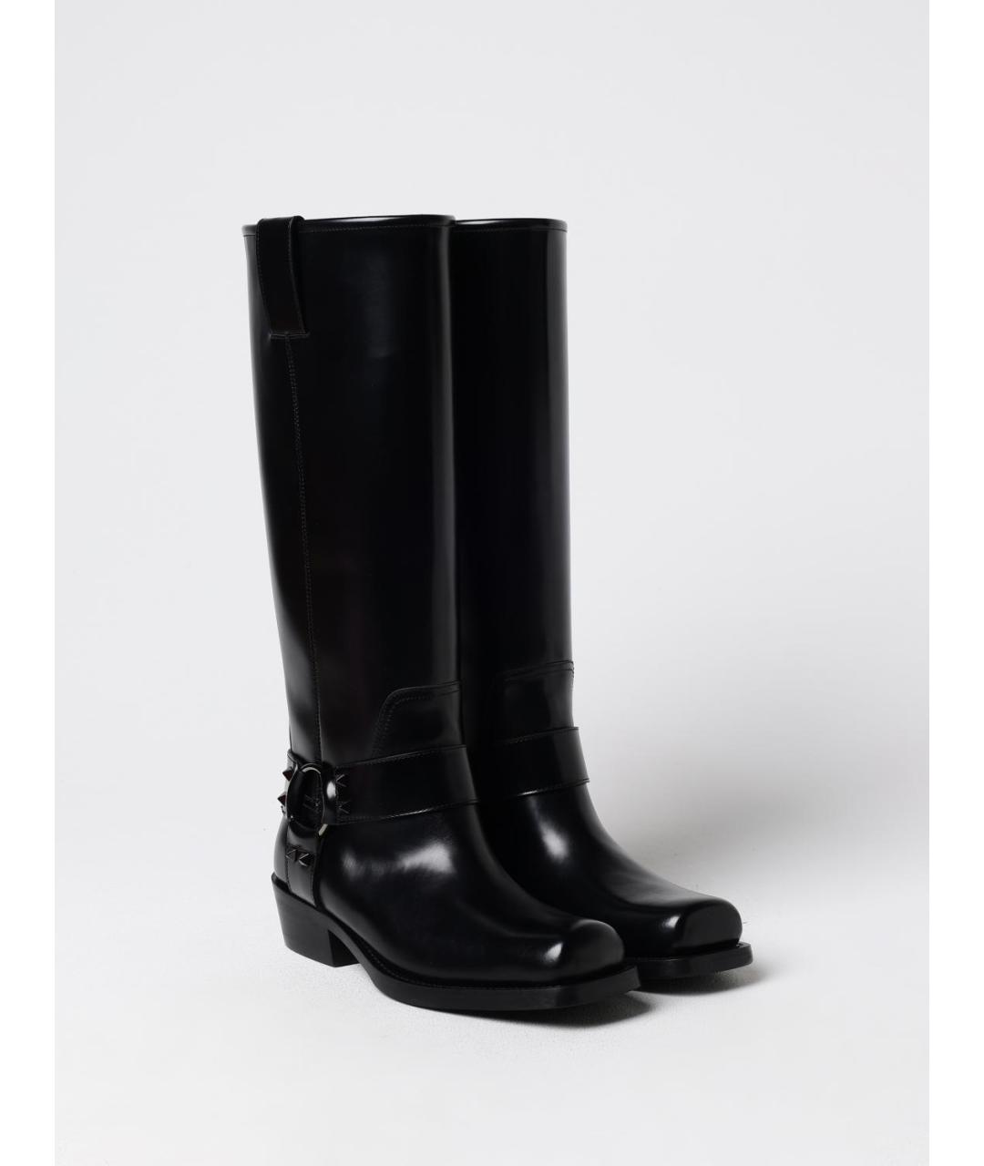 VALENTINO Черные кожаные сапоги, фото 2
