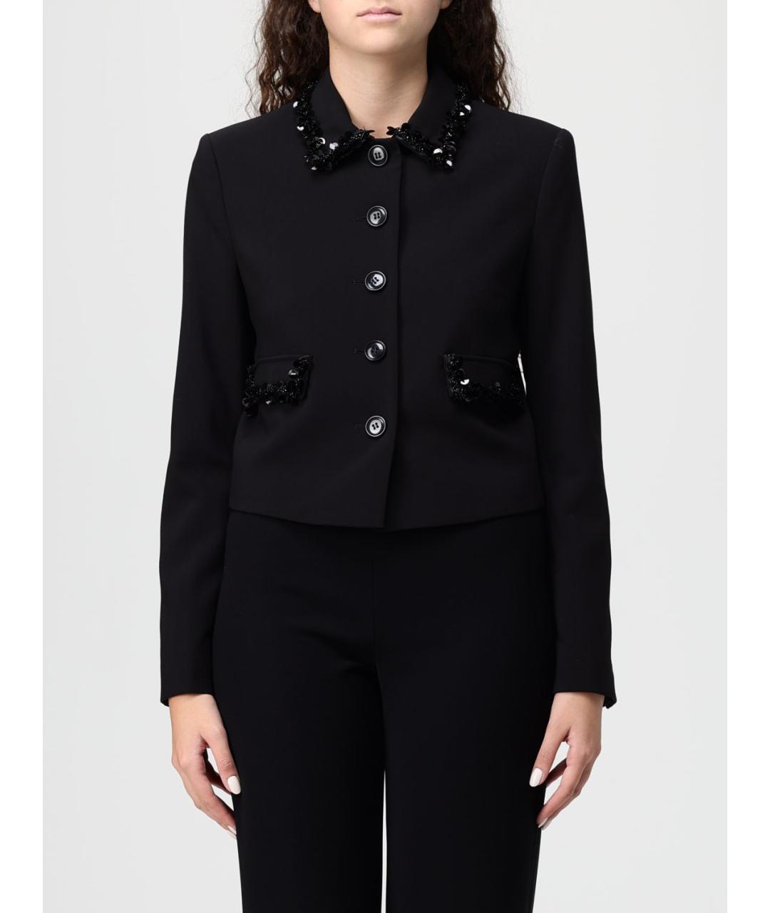 TWIN-SET Черный полиэстеровый жакет/пиджак, фото 2