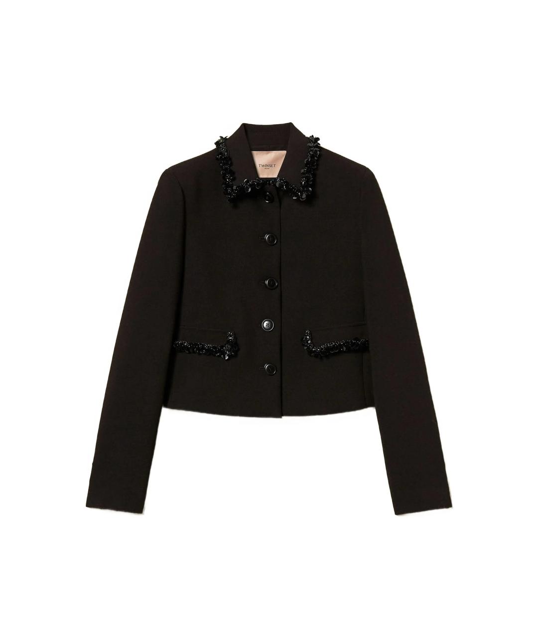 TWIN-SET Черный полиэстеровый жакет/пиджак, фото 1