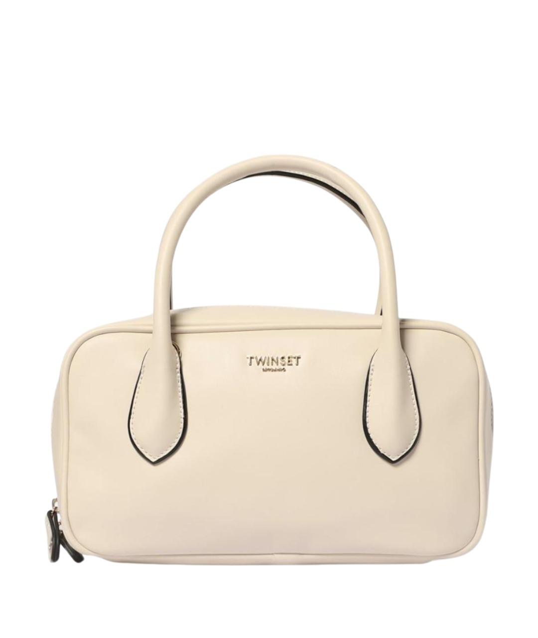 TWIN-SET Бежевая сумка с короткими ручками из искусственной кожи, фото 1