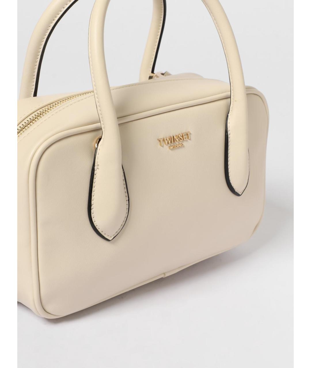 TWIN-SET Бежевая сумка с короткими ручками из искусственной кожи, фото 3