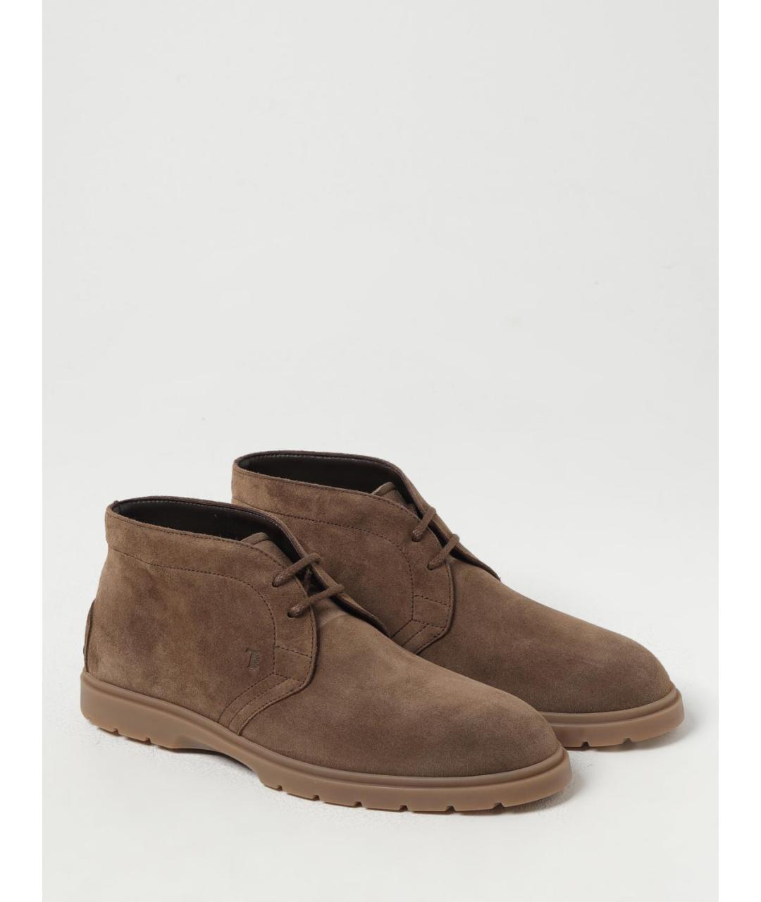 TOD'S Коричневые замшевые низкие ботинки, фото 2