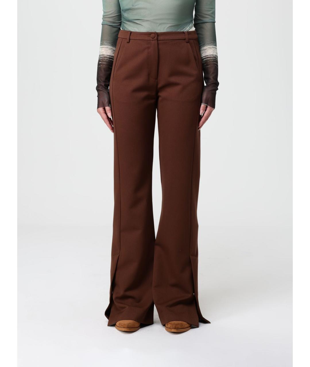 PATRIZIA PEPE Коричневые креповые прямые брюки, фото 4
