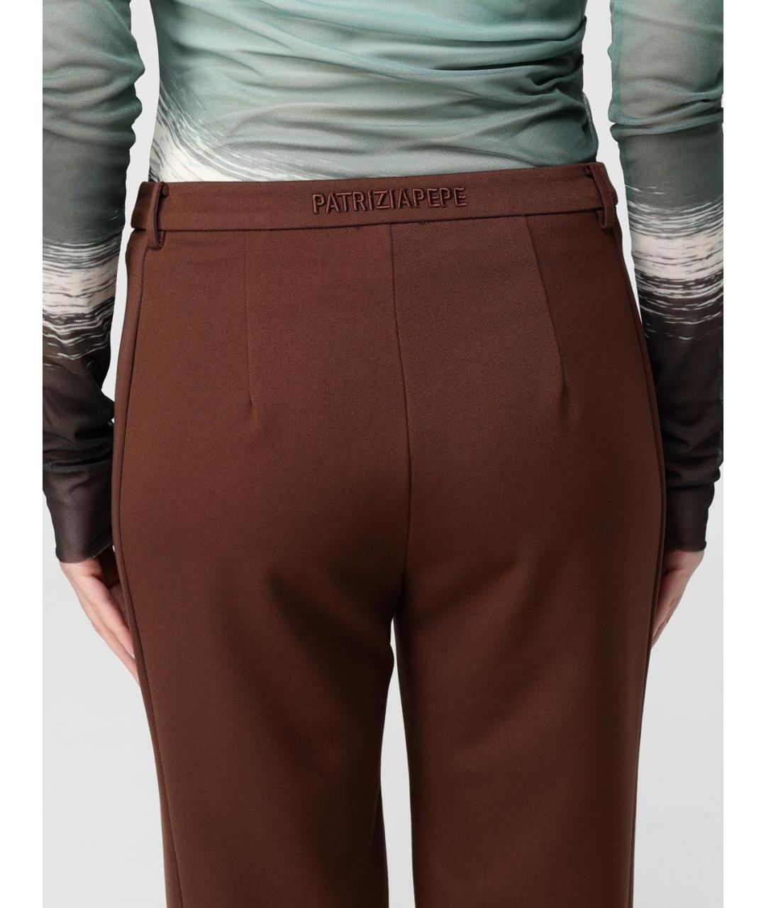 PATRIZIA PEPE Коричневые креповые прямые брюки, фото 3