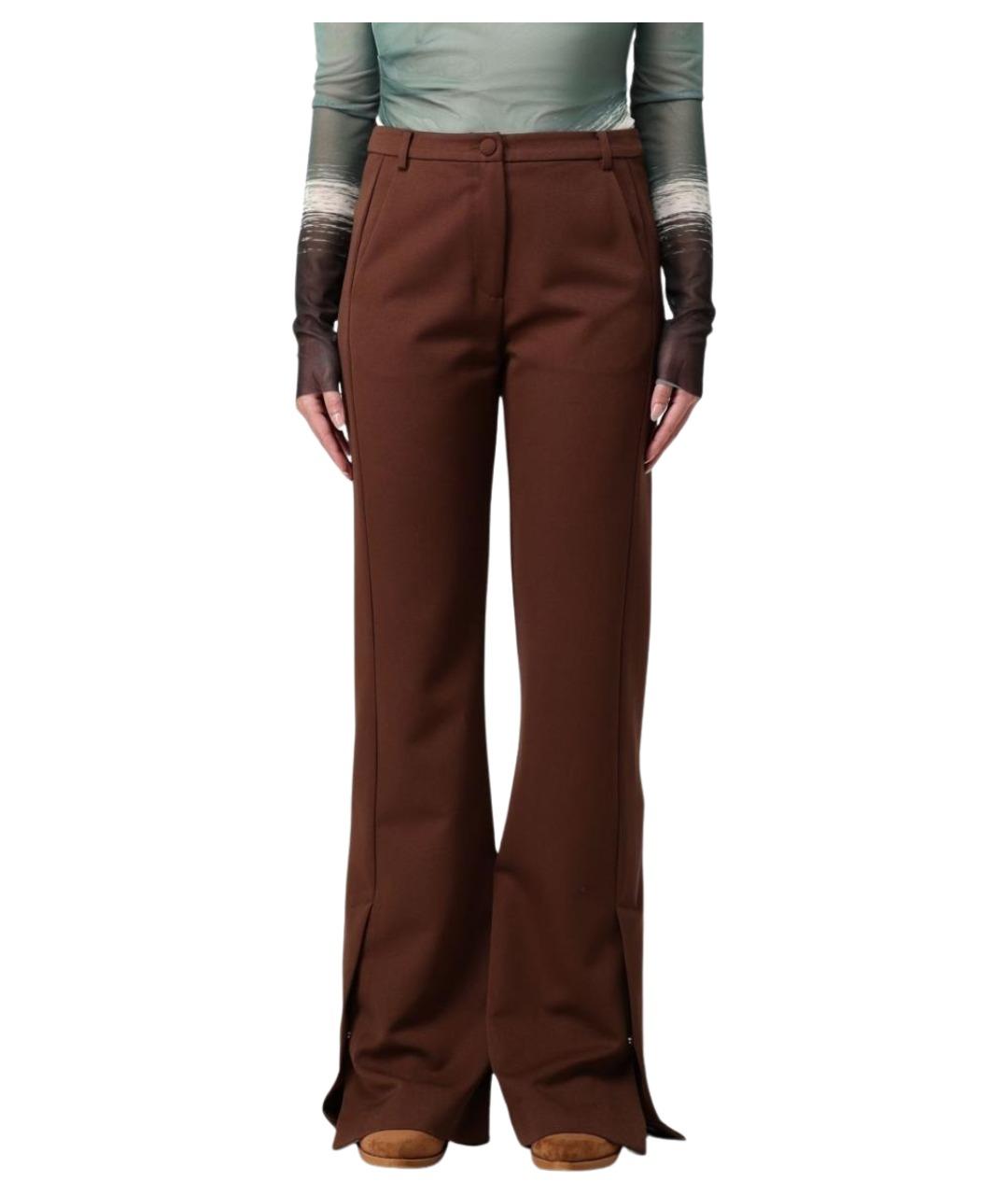 PATRIZIA PEPE Коричневые креповые прямые брюки, фото 1