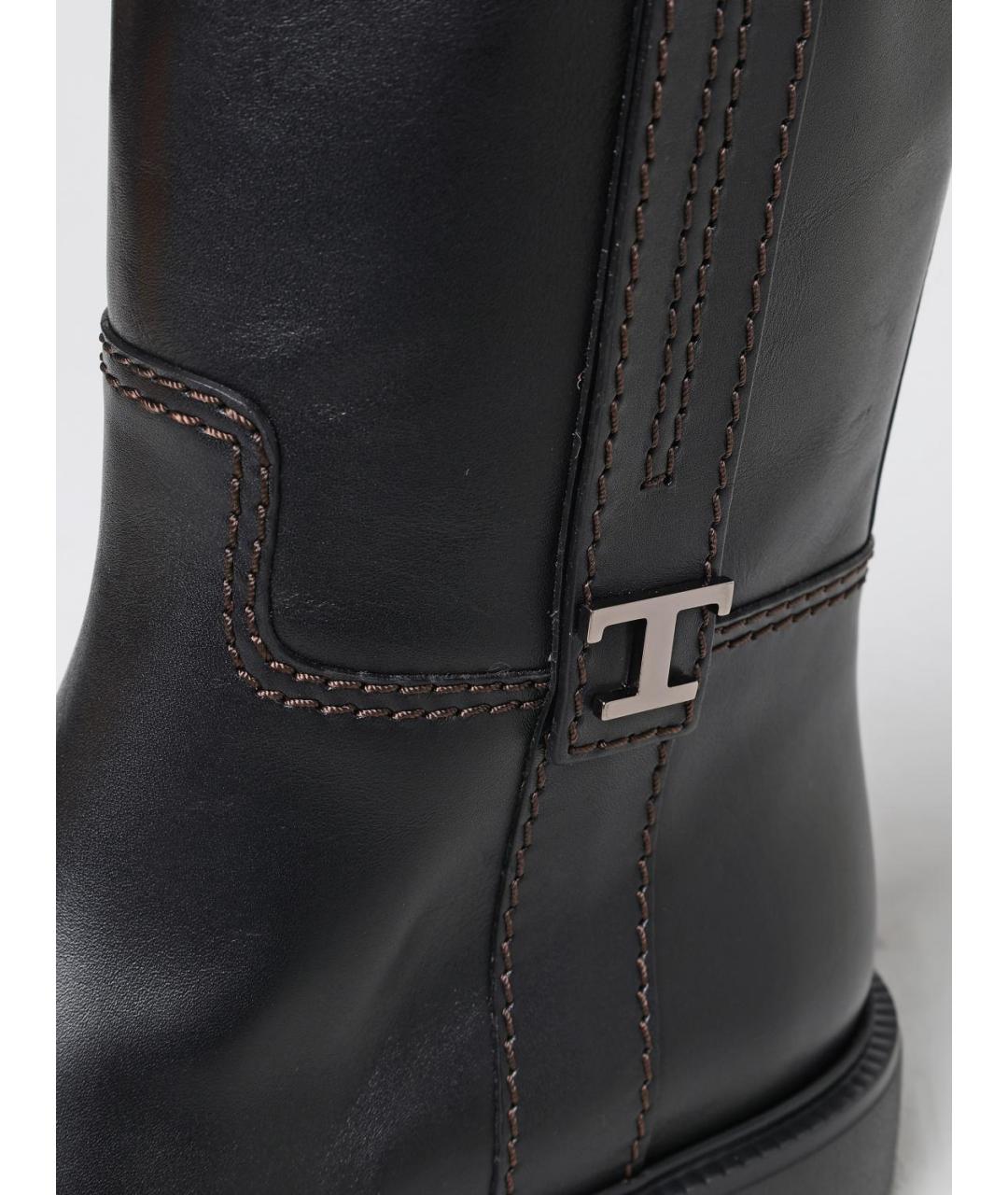 TOD'S Черные кожаные полусапоги, фото 4
