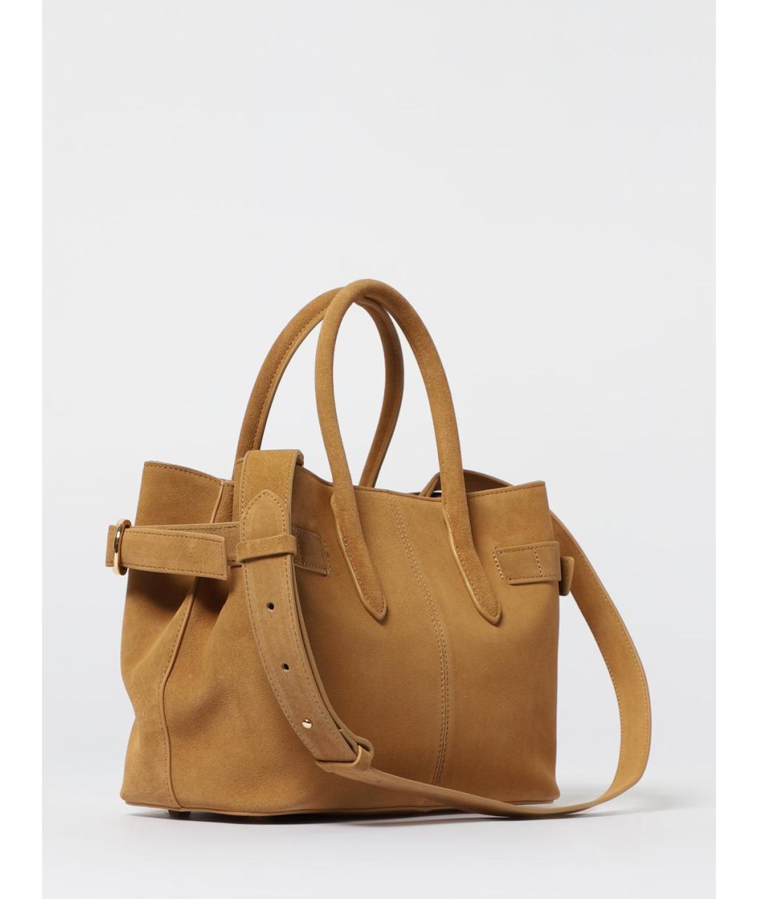 PATRIZIA PEPE Горчичная замшевая сумка тоут, фото 3