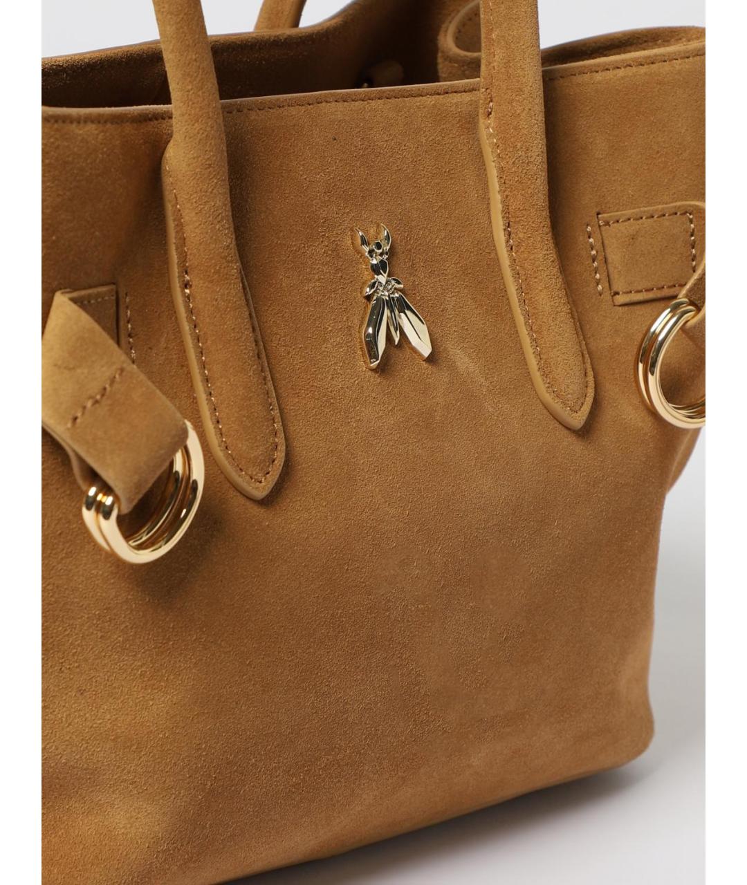 PATRIZIA PEPE Горчичная замшевая сумка тоут, фото 2