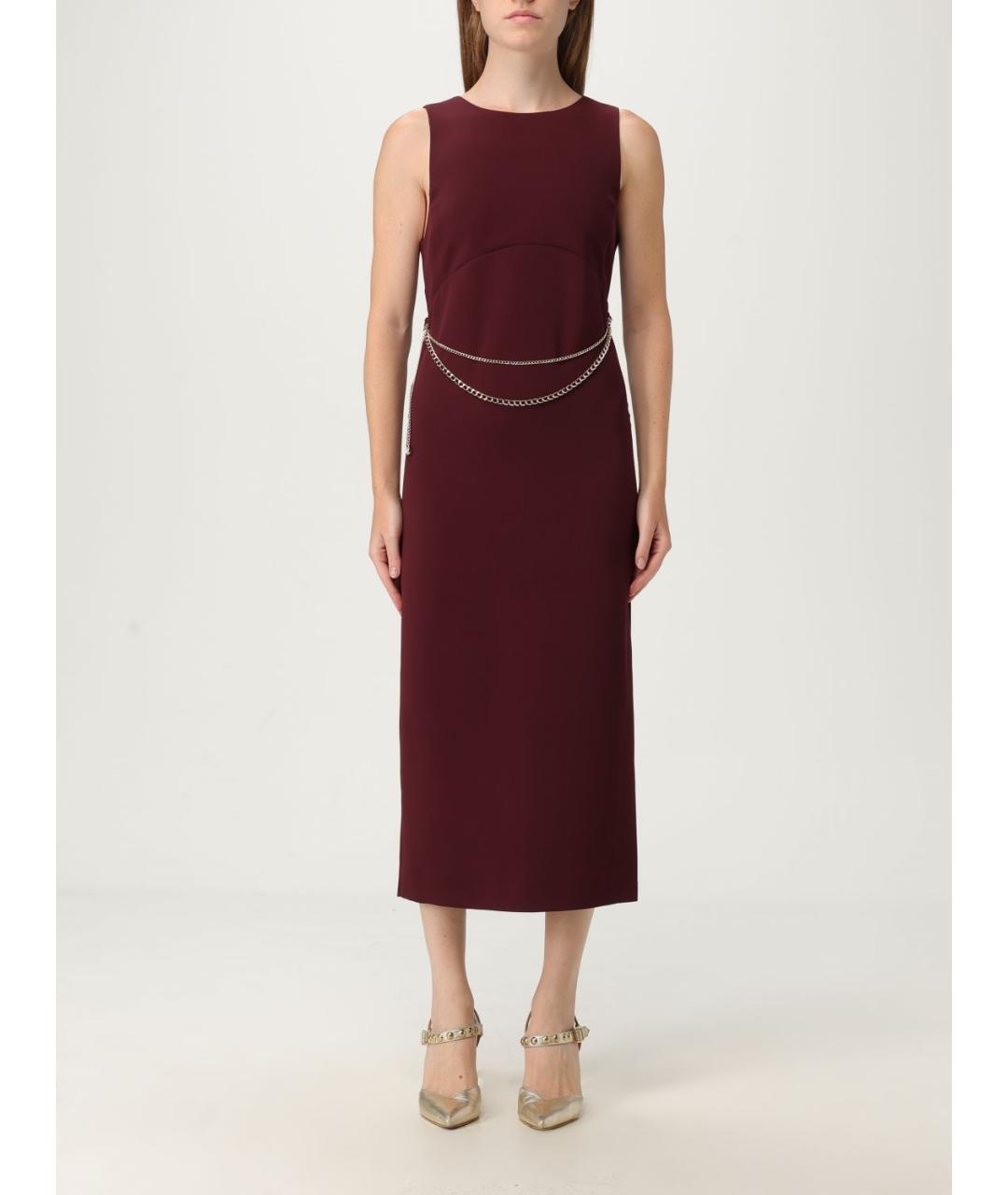 TWIN-SET Бордовое полиэстеровое платье, фото 4