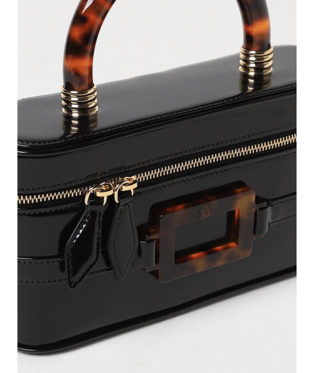 ROGER VIVIER Черная сумка через плечо из лакированной кожи, фото 3