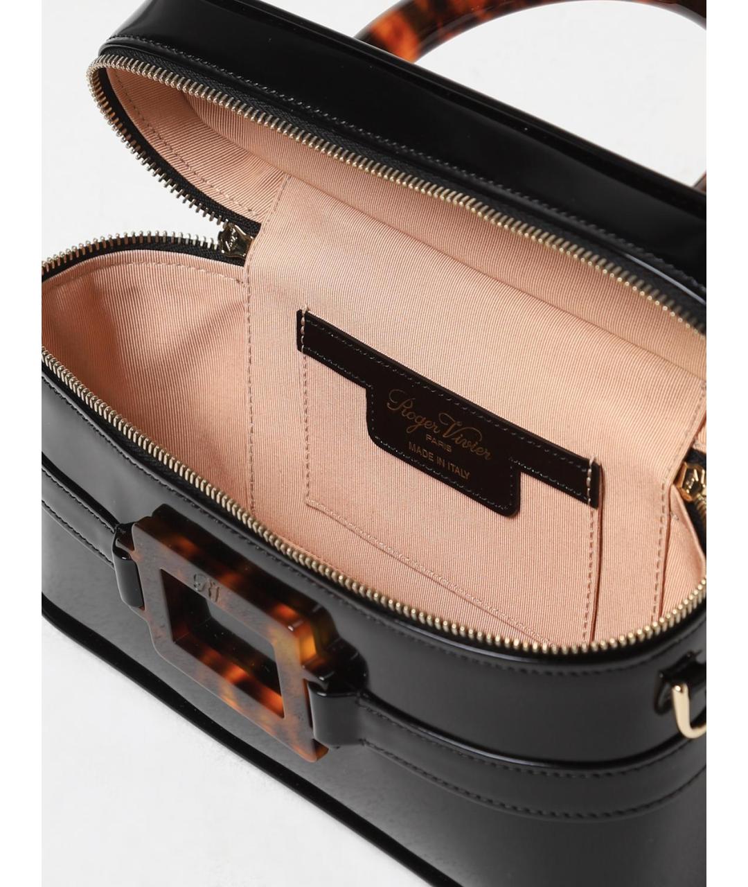 ROGER VIVIER Черная сумка через плечо из лакированной кожи, фото 4