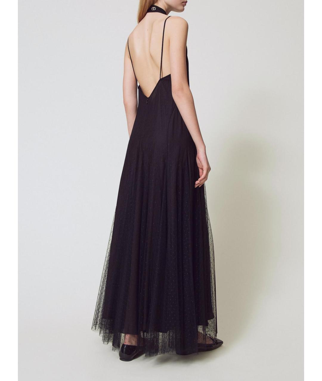 TWIN-SET Черное полиэстеровое повседневное платье, фото 4