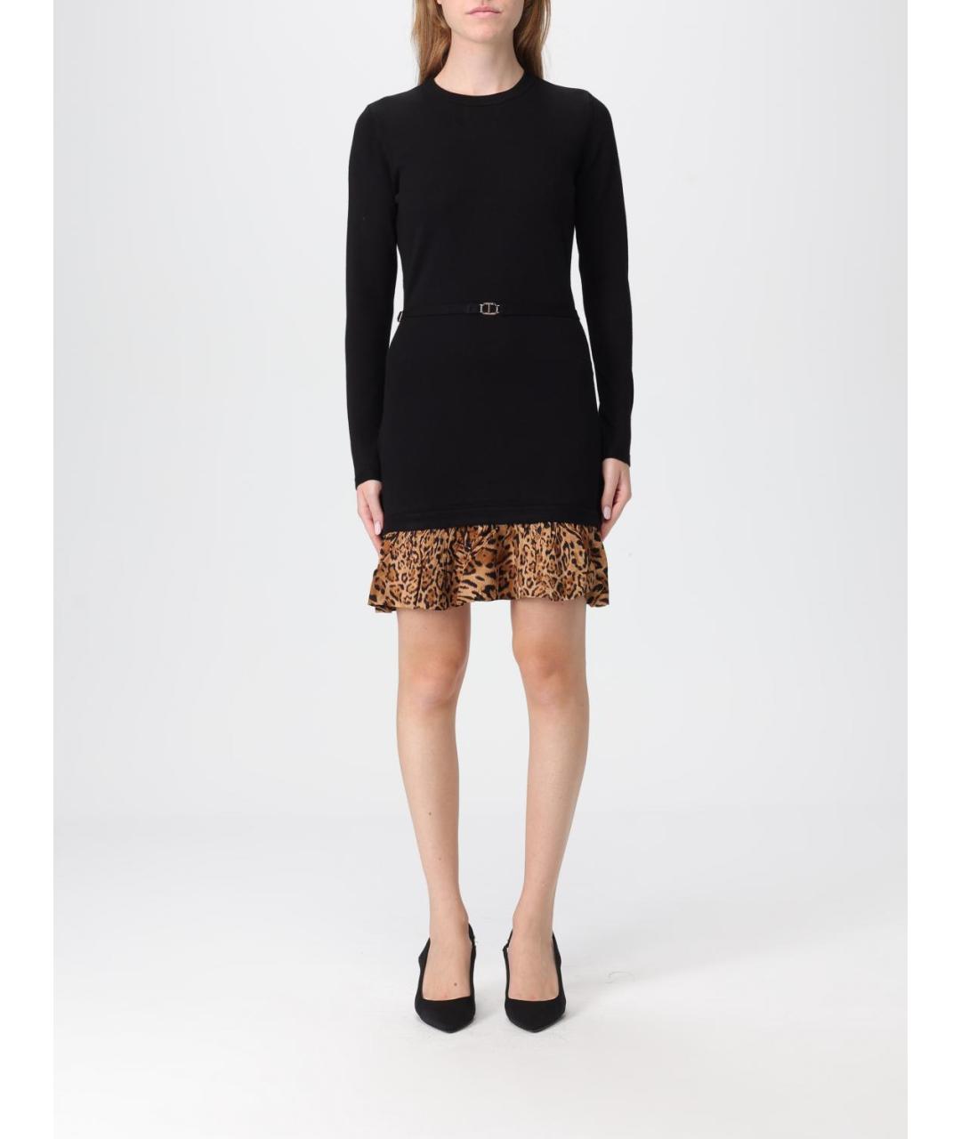 TWIN-SET Черное вискозное повседневное платье, фото 4