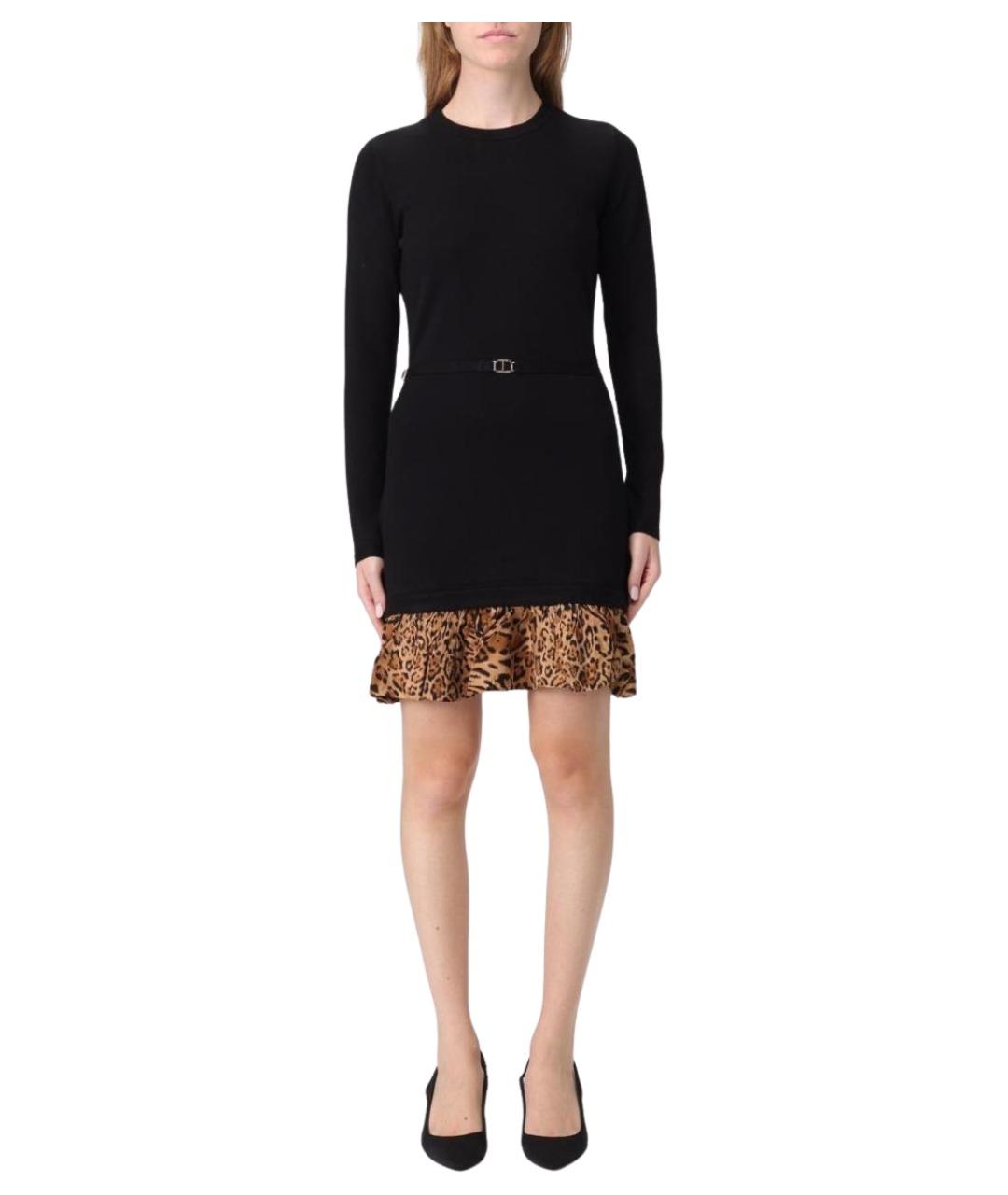 TWIN-SET Черное вискозное повседневное платье, фото 1