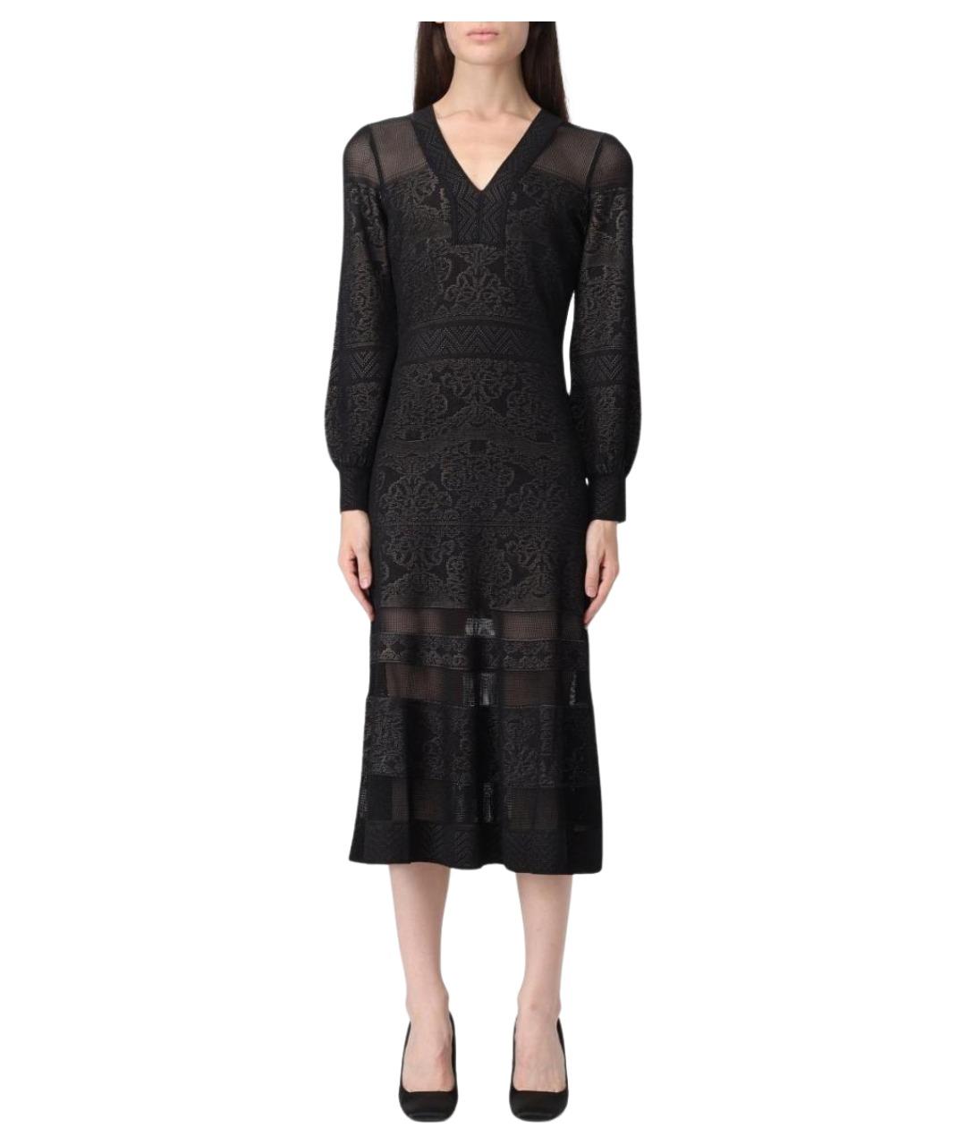 TWIN-SET Черное вискозное платье, фото 1