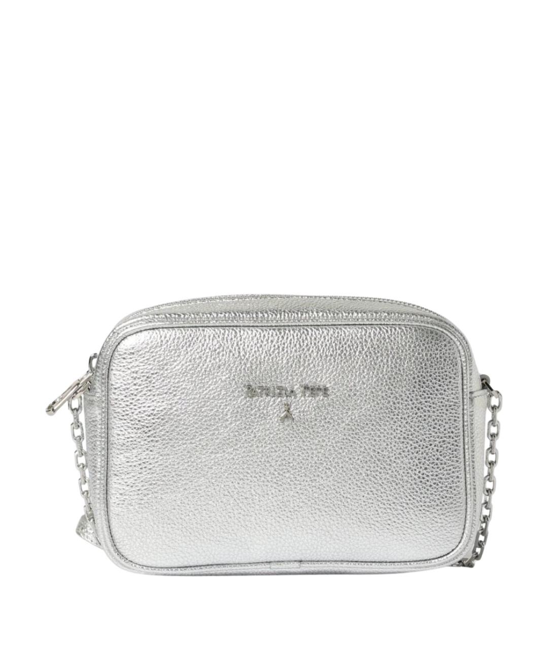 PATRIZIA PEPE Серебряная кожаная сумка через плечо, фото 1