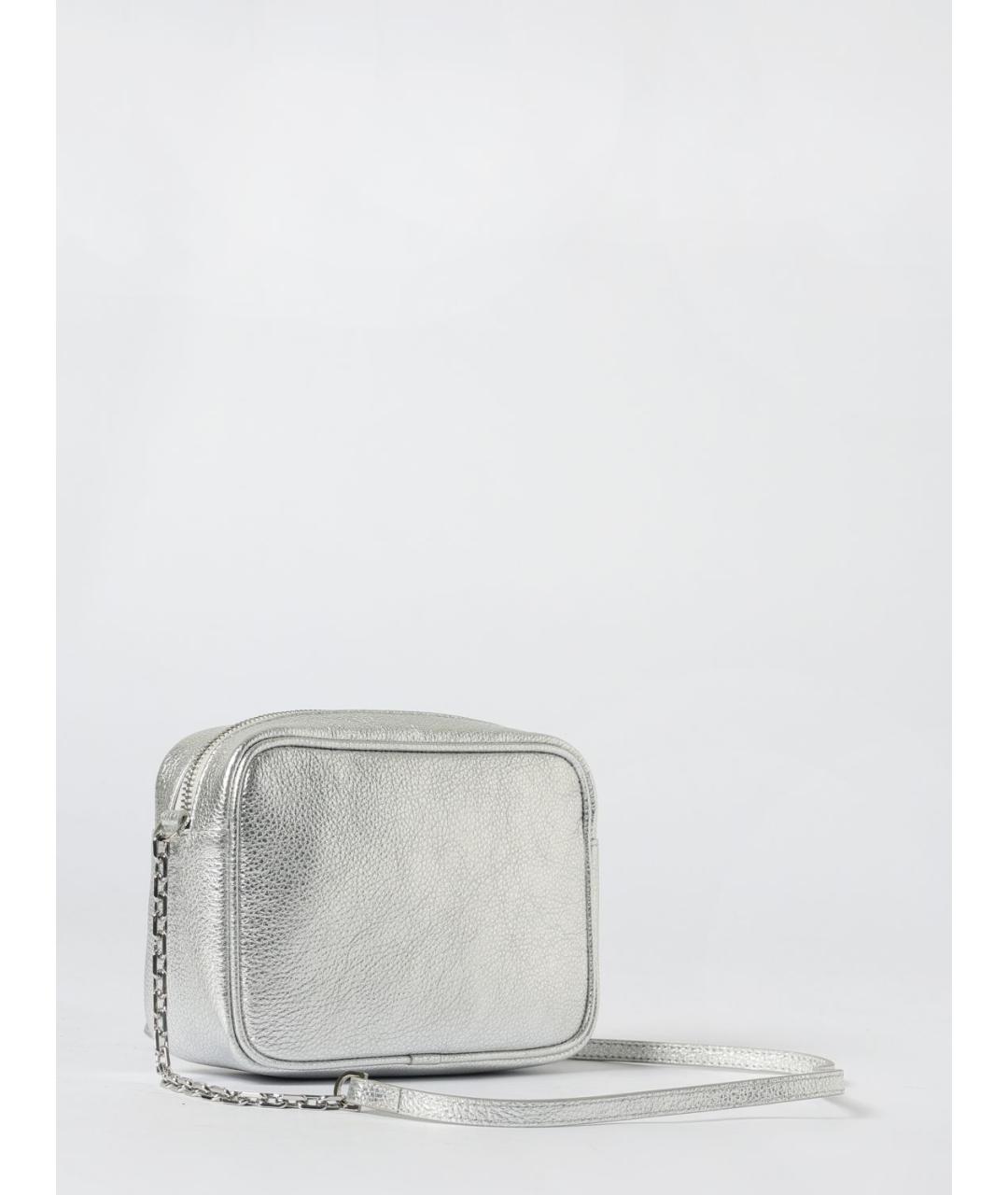 PATRIZIA PEPE Серебряная кожаная сумка через плечо, фото 2