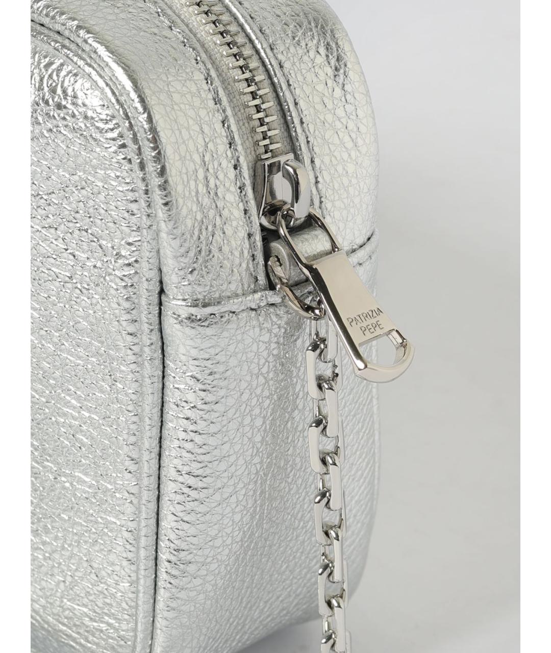 PATRIZIA PEPE Серебряная кожаная сумка через плечо, фото 3
